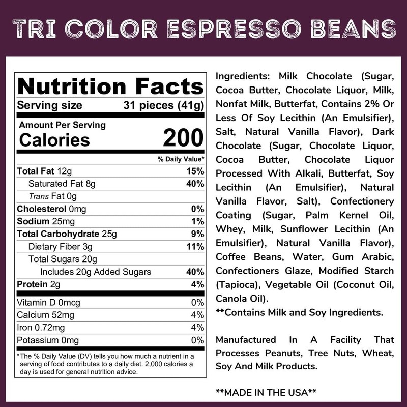 Chocolate Espresso Beans - 24 Oz Tub (Tri Color)