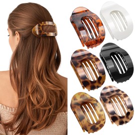 Tumurup Women's Hair Clips, 6 Colours, Non-Slip Large Flat Hair Clips & Flat Claw Clip, French Matt, Elegant for Everyday, Sports, Driving