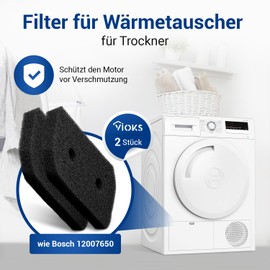 VIOKS Dryer Filter Foam Set of 2 Replacement for Bosch Heat Pump Dryer Filter 12007650 Tumble Dryer Bosch Dryer Replacement Parts/Lint Filter for Dryers Heat Pump Dryer