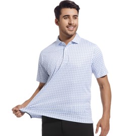 SAMERM Mens Golf Shirts Short Sleeve Dry Fit Performance Moisture Wicking Print Sport Polo Shirts for Men Casual，White U，M