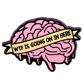 maiyixiang WTF-is Going on in Here Enamel Pin Brain Lapel Pin Funny Quote Enamel Pin Anatomy Badge Nursing Gifts for Coat Backpack Shirt Decoration Jewelry Fashion Gift For Friends Girls Boys Men
