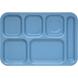 Carlisle FoodService Products Plastic Melamine Tray, Right Hand Tray, Heavyweight Tray with Six Compartments for Restaurants, 14 X 10 Inches, Sandshade