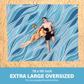 Famstar Beach Blanket Oversized Extra Large78 X 110",Waterproof Sandproof Beach Blanket 2-8 Adults Lightweight Durable for Travel Camping Hiking Picnic