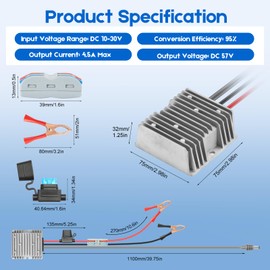 Xdingjiala Starlink Gen 3 12V/24V Conversion Kit, 12V to 57V 4.5A DC Step-up Converter for Starlink Gen 3 Router, Step-up Converter Voltage Converter Boost Converter for Outdoor, RV, etc