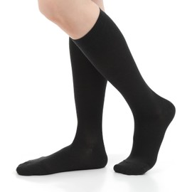 Silk Compression Socks, Below the Knee, Can Be Worn During the Day, Not Stuffy, No Too Tight, All Seasons, One Size Fits Most, 8.9 - 9.6 inches (22.5 - 24.5 cm), Black