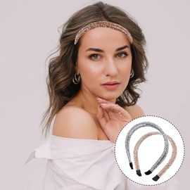 Vanyibro 2 Pieces Double Crystal Side Glitter Rhinestone Headbands,Perfect for Women's Fashion and Special Occasions