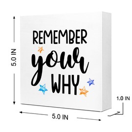 Ruvoty Inspirational Office Wood Box Sign Desk Decor,Motivational Table Decor,Remember Your Why Wood Block Plaque Tabletop Decoration,Office Gifts for Women Friend Coworker Q737