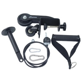 Forearm Wrist Exerciser Arm Wrestling Training Professional Equipment Fitness Strength Develop Machine with HandleColor: Black- Arm Wrestling Training+CABLE+ WEIGHT PLATE HOLDER+ HANDLE, Size: 1 set