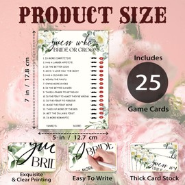 Bridal Shower Games for 25 Guests, Who Knows the Bride or Groom Bridal Game Cards, Funny Wedding Games for Rehearsal Dinner, Couples Wedding Bachelorette Engagement Party Supplies-A18