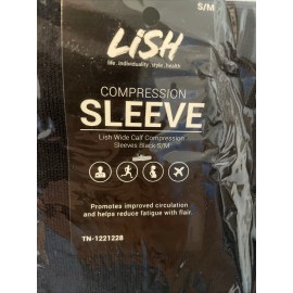 LISH Wide Calf Compression Sleeves Black 1 Pair Adult Size S/M * NWT