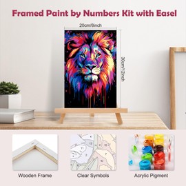 MOGTAA Tiger Paint by Numbers for Adults Beginners with Frame, Tiger Adult Paint by Number Kits with Easel, Easy DIY Acrylic Oil Painting Kits Animal Art Crafts for Home Decor, 8x12 in