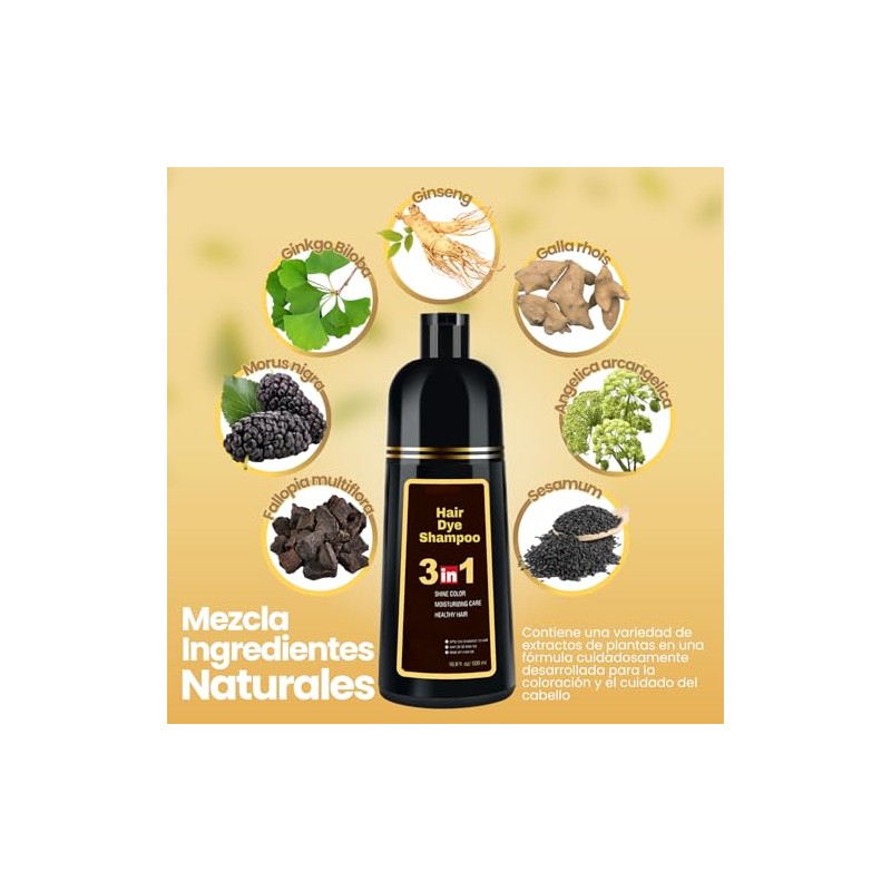 YAYAN HOUSE | Shampoo Tinte Cubre Canas Natural Jengibre, Retoca