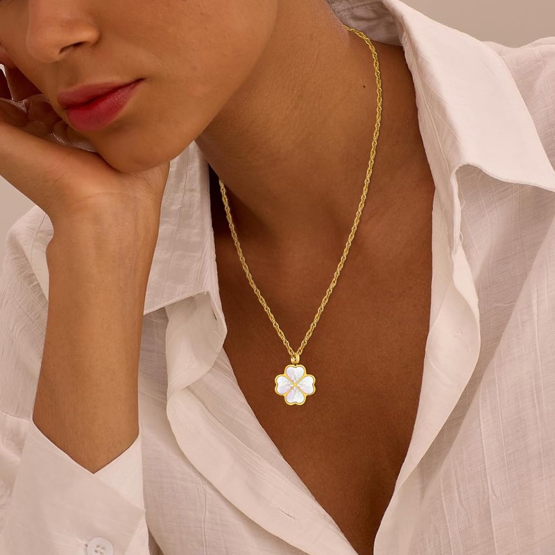 XIUDA Four Leaf Clover Urn Necklace for Ashes for Women