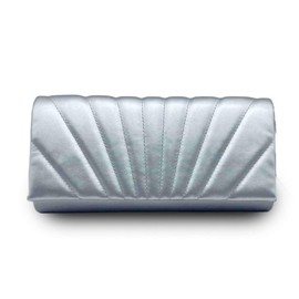 Womens Elegant Quilted Clutch Evening Handbag For Wedding Prom Bridal Party Small Shoulder Bag with Chain Strap-SILVER