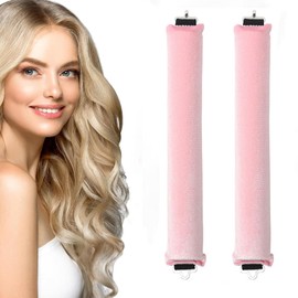 Kryzalite 2-teiliger hitzefreier Lockenwickler, über Nacht hitzelose Locken-Blowout-Stangen-Stirnband für alle Haartypen, keine Hitze-Locken zum Schlafen für Lockenstäbe (Rosa)