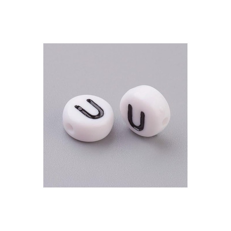 Handicraft Emporium Flat Round Alphabet Acrylic Beads | Approx 20g