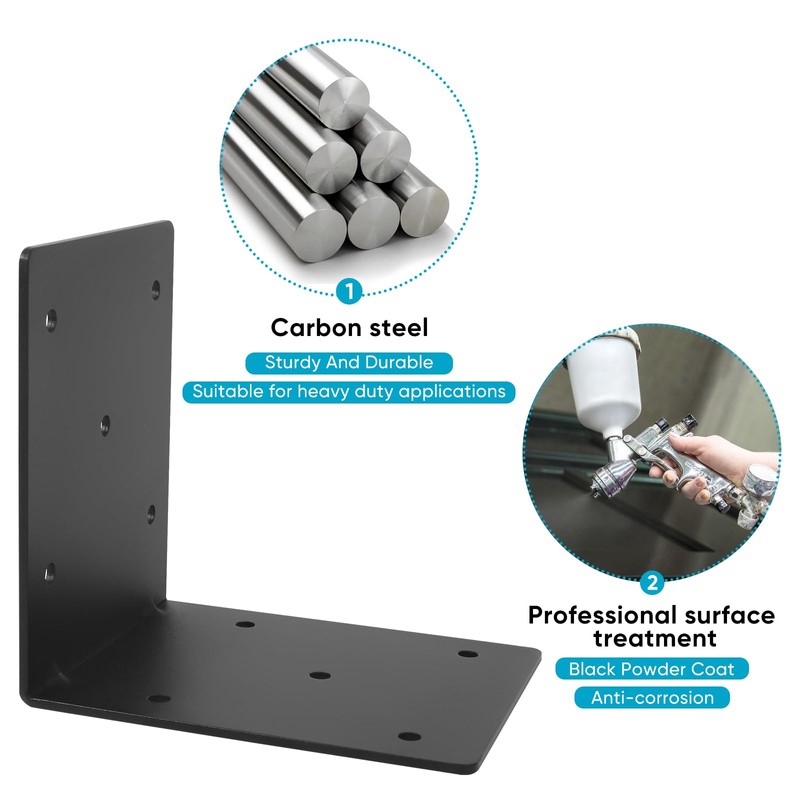 Heavy Duty Steel Corner Brackets 4pcs,6"x6"x5" L Right Reinforced Angle