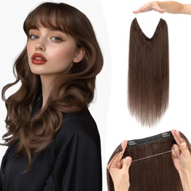 Benehair #2 Dark Brown Clip in Hair Extension on Wire 100% Remy Real Human Invisible Secret Wire Hair Extensions Straight 18 Inches (65g)
