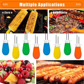 Corn Holders, AUGSUN 16Pcs/8 Pairs Corn Cob Holders Stainless Steel Corn on The Cob Holders BBQ Fork Skewers for Home Cooking Parties Camping