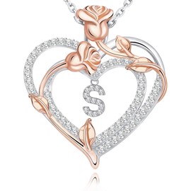 THECEROS Initial Necklaces for Women - Sterling Silver Initial Necklace to My Wife Necklace, Gold Letter Pendant Necklaces Jewelry, Anniversary Birthday Valentines Day Gifts for Girlfriend Mom Her