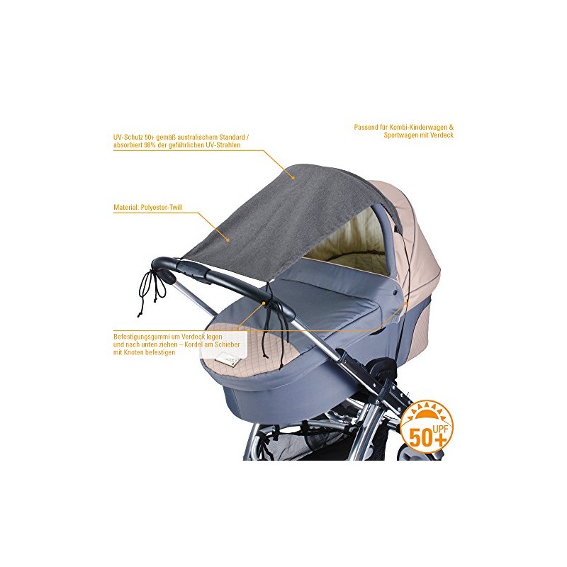 Diago Deluxe Awning for Prams, Grey