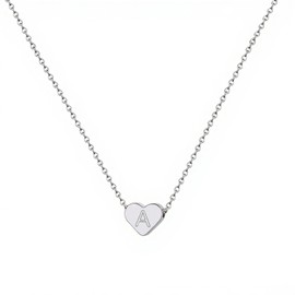 Nimteve Initial Necklace for Women Dainty Necklace Initial Letter Necklaces Heart Necklace for Women Letter Pendant Charm (Letter A, Silver)