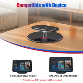 ITSHOM Stand Compatible with Echo Show 8 & Echo Show 11, Comfortable Viewing with 360° Swivel and Adjustable Tilt, Desk Stand for Echo Show 8/11, Stable Aluminum Build and Non-Slip Pads (Black)