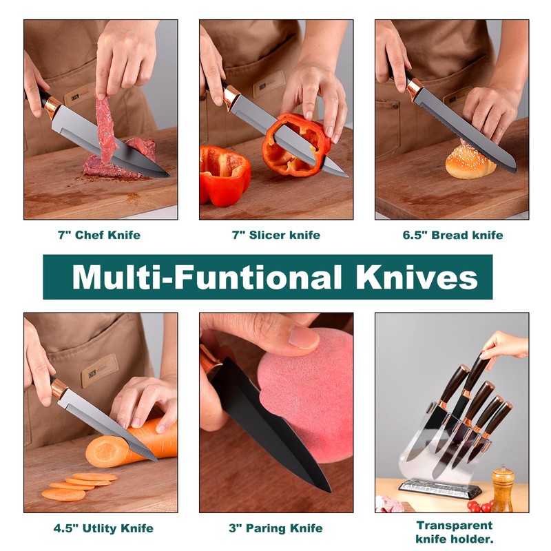 YJHOLE Kitchen Knife Set with Acrylic Block,6 PCS High Carbon