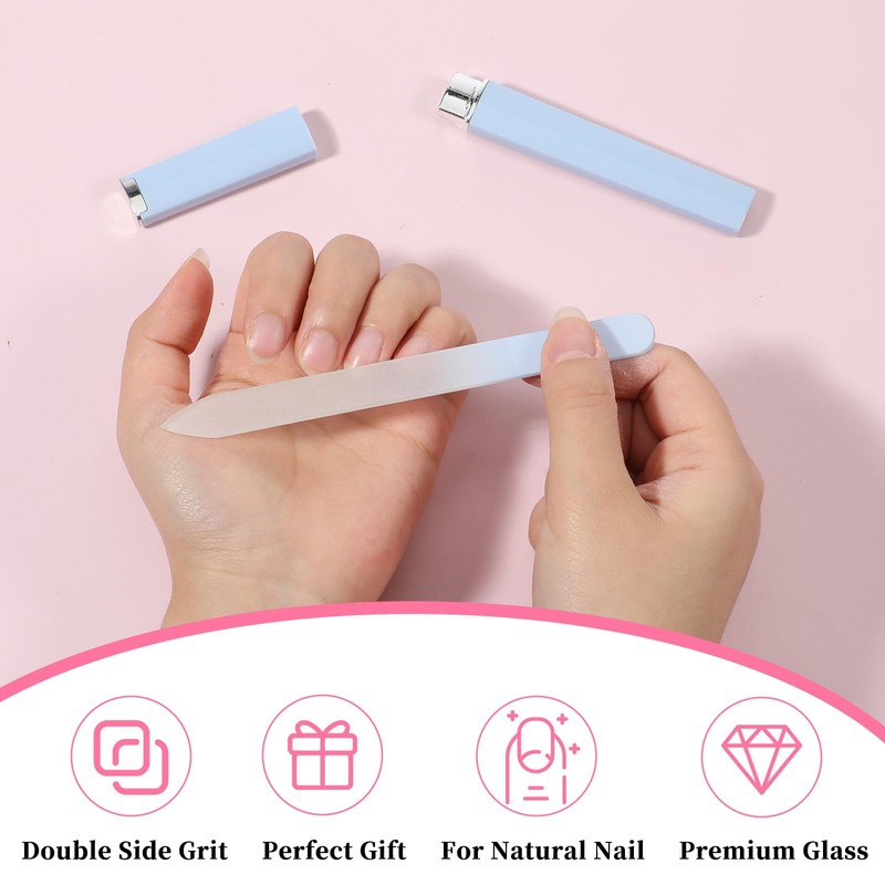 2 Pack Glass Nail Files for Natural Nails, Crystal Nail