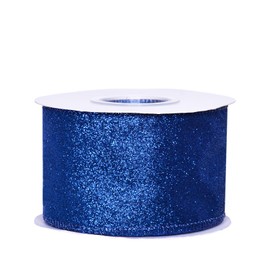 Ribest Blue Glitter Wired Ribbon for Christmas Tree Wreath Decoration Home Décor Gift Wrapping Crafts, 2 1/2 Inch 10 Yard