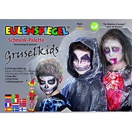 Eulenspiegel 206348 - Gruselkids Make-Up Palette, 6 x 3.5 ml Paint, 1 Brush, 1 Instructions (English language not guaranteed), Make-up Colours