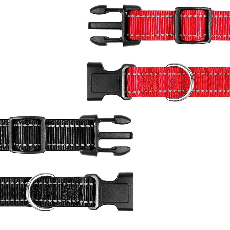 Petbuy Reflective Nylon Dog Collars 2pcs,with Quick Release Buckle,Adjustable Safety