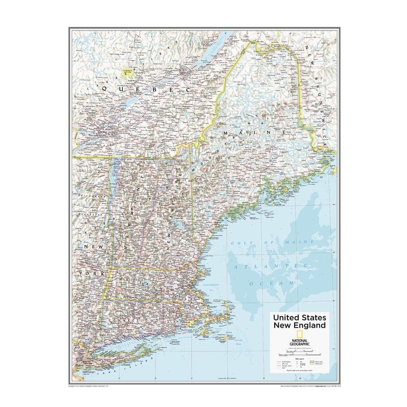 National Geographic: New England Wall Map - 22 x 28