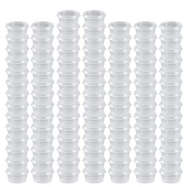 MIUPOO Round Sauce Cups, Plastic Sauce Cups, Transparent Sauce Cups, With Hinged Cover, Can Be Used For All Types Of Sauces, Round 50 Sets, 1 Ounce