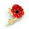GFM® Womens Red Poppy Flower Brooch Badge for Remembrance Day