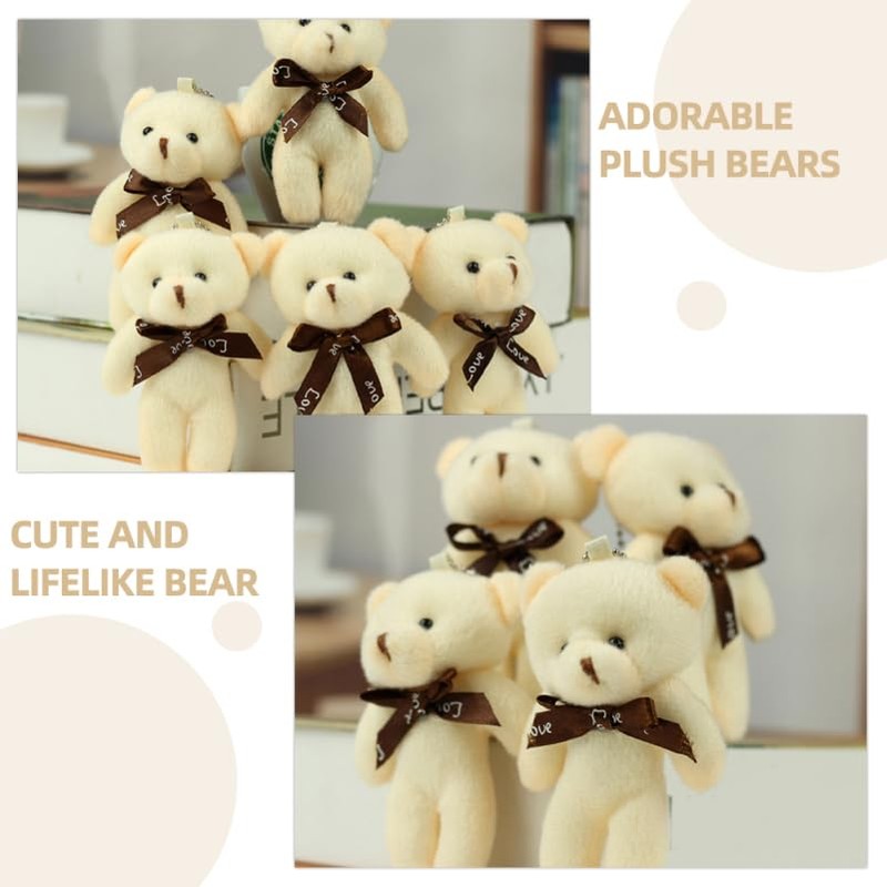 ERINGOGO 10 PCS Cartoon Bear Plush Toy DIY Bear Bowtie