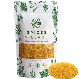 SPICES VILLAGE Orange Peel Granules [4 oz] - Dried Orange Peel Zest, Dry Citrus Fruit Rind for Baking Cooking and Tea, Kosher, Gluten Free, Vegan, Non GMO, Resealable Bulk Bag