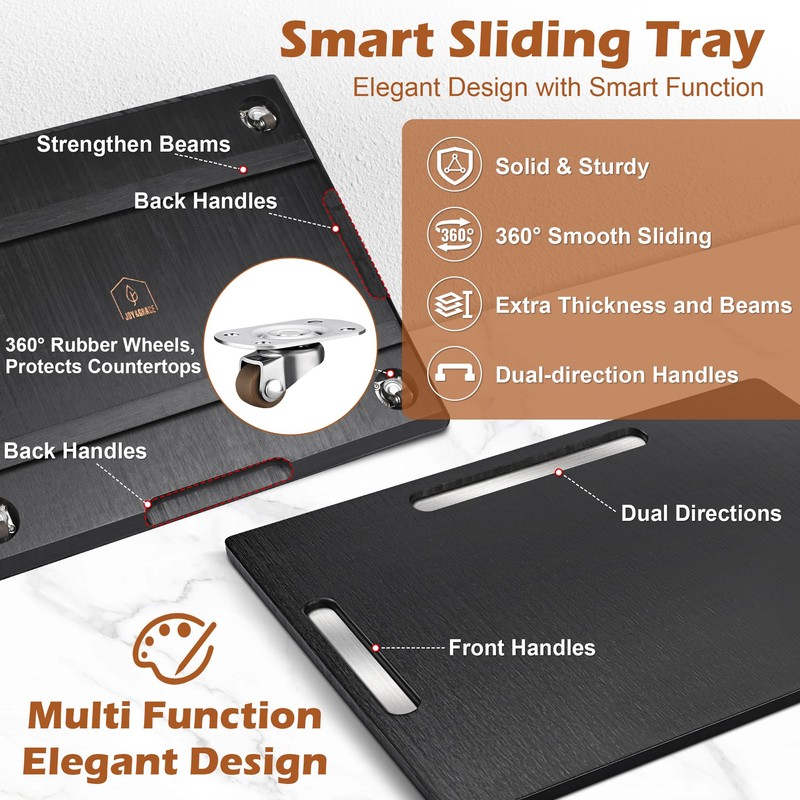 Joy&Grace Appliance Slider for Kitchen Appliances 360° Rolling Sliding Tray