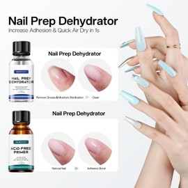 Morovan Nail Primer And Natural Nail Prep Dehydrate Set, Fast Air Dry For Gel Polish & Acrylic Powder, Gel Primer and Dehydrator 30ml / 1oz