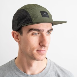 Tillak Wallowa Trail Hat, a Lightweight Nylon and Stretch Mesh 5 Panel Cap (Fir Green)