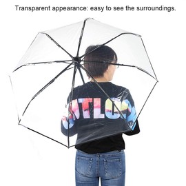 Cafopgrill Transparent Umbrella, Portable Triple Travel Umbrella Sun Rain Folding Ladies Fashion Umbrella Reliable Protection (Black)