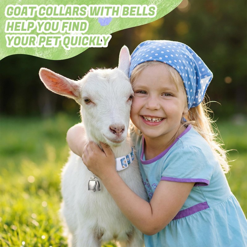10 Pack Floral Goat Collars with Bells Adjustable Grazing Collar