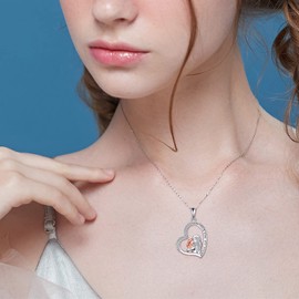 HUKKUN Mother Daughter Necklace For Women Sterling Silver New MOM Heart Pendant Necklace Mothers Day Jewellery Gifts For Grandmother Mom Daughter Wife