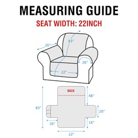 BellaHills Armchair Covers 100% Waterproof Sofa Cover Non-Slip Sofa Slipcovers Couch Covers Washable with Elastic Strap Sofa Protectors from Pets Seat Width 22"(1 Seater, Grey)