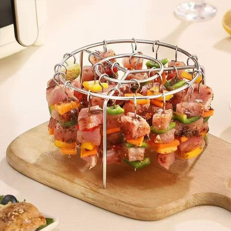 tieedhfu Air Fryer BBQ Skewer Stand Stainless Steel Rack For