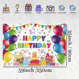 Happy Birthday Party Decorations Colorful Birthday Banner Backdrop Large Happy Birthday Yard Sign Background It's My Birthday Party Indoor Outdoor Decorations Supplies for Boys Kids Girls