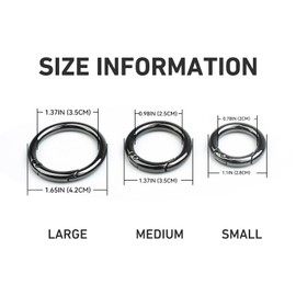 Jiesinlov 6Pack Spring O-Rings,Round Keychain Clips Snap Hook Buckle,Key Ring for Replacement Purse Hardware,Carabiner for Keys,Three Diameter Size (Gunmetal)