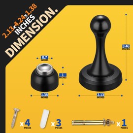 TOPTAKE Magnetic Door Stop - Heavy Duty Door Stopper, Premium Stainless Steel, Anti-Rust, Suitable for Various Door Types, Wall & Floor Mount, 2 Pack (2, Black)