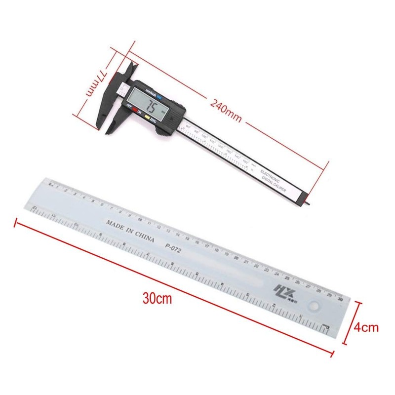 JZK 150mm 15cm 6inch Caliper + 30cm 12inch Ruler, Metric