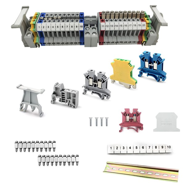 YUE QIN Pack of 20 UK/2.5B DIN Rail Terminal Blocks